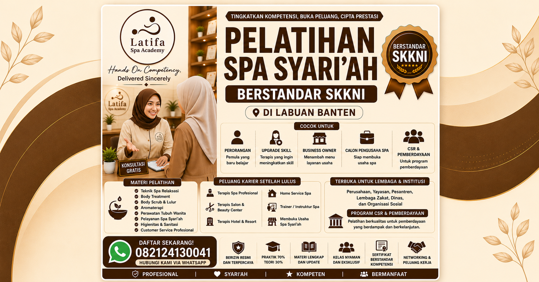 Pelatihan Spa Syari'ah Berstandar SKKNI di Labuan Banten 082124130041